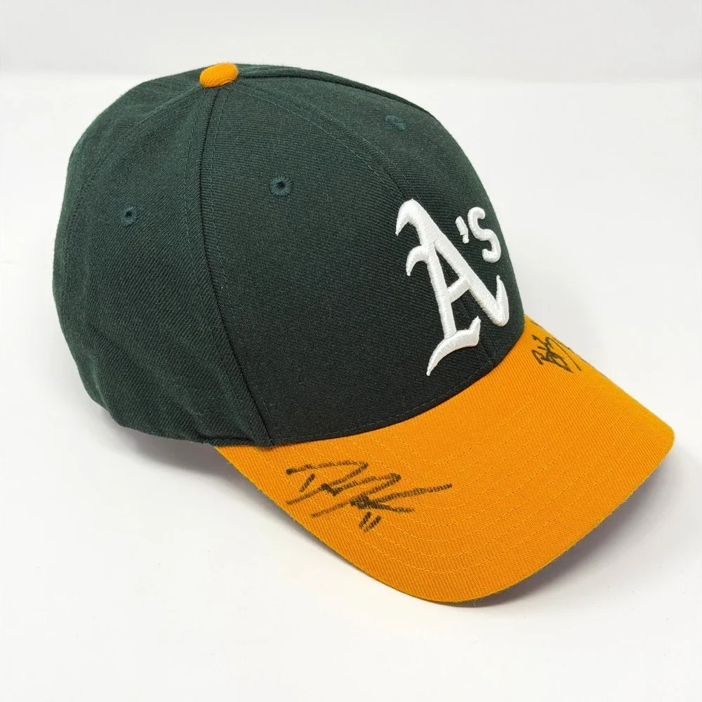 Oakland Athletics Signed Baseball‎ Cap Comcast Promo Green Gold One Size